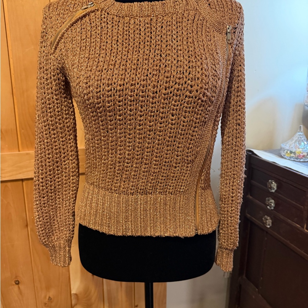 Women's Copper Sweater with Zipper Detail